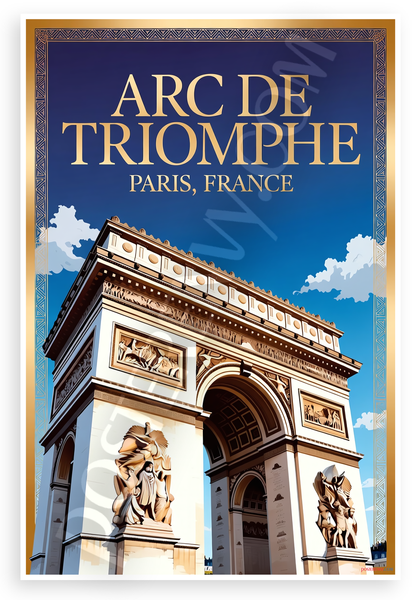 Arc de Triomphe Paris France Landmark Travel 12"x18" US Made Poster