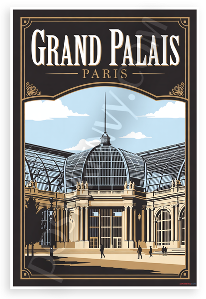 Grand Palais Paris Landmark Travel Illustration 12x18 US Made Poster