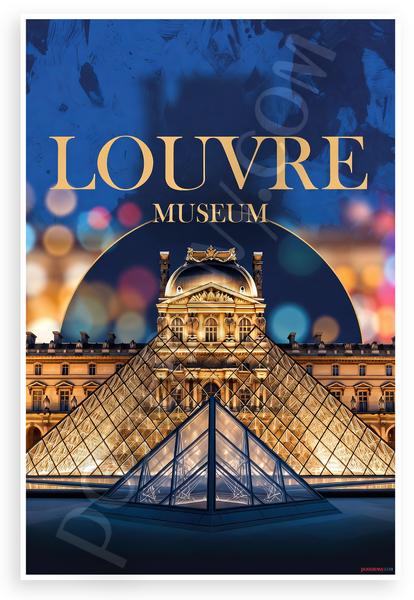 Louvre Museum Paris Night View Travel 12"x18" US Made Poster