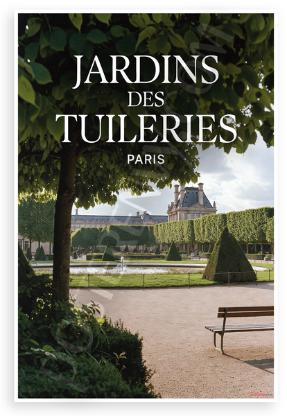 Jardins Des Tuileries Paris Garden Landscape 12"x18" US Made Poster