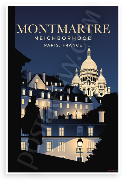 Montmartre Neighborhood Paris France Cityscape 12"x18" US Made Poster