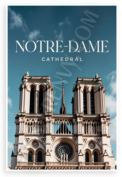 Notre Dame Cathedral Paris Architecture 12"x18" US Made Poster
