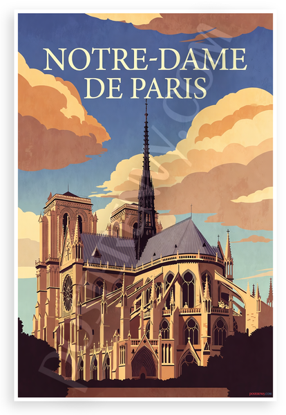 Notre Dame De Paris Cathedral Architecture 12"x18" US Made Poster