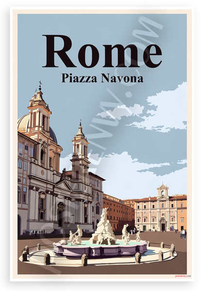 Rome Piazza Navona Italy Travel 12"x18" US Made Poster
