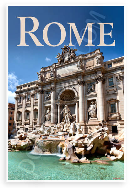 Rome Trevi Fountain Landmark Travel 12"x18" US Made Poster