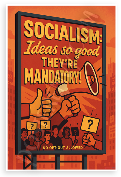 Socialism Ideas So Good They're Mandatory Political Satire 12"x18" US Made Poster