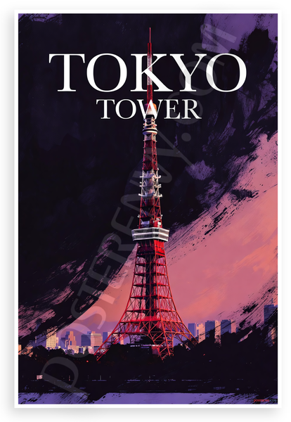 Tokyo Tower Sunset Cityscape Travel 12x18 US Made Poster