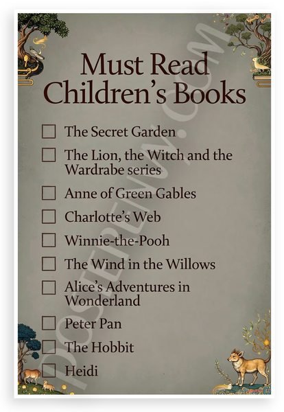 Must Read Children's Books Checklist Educational 12x18 US Made Poster