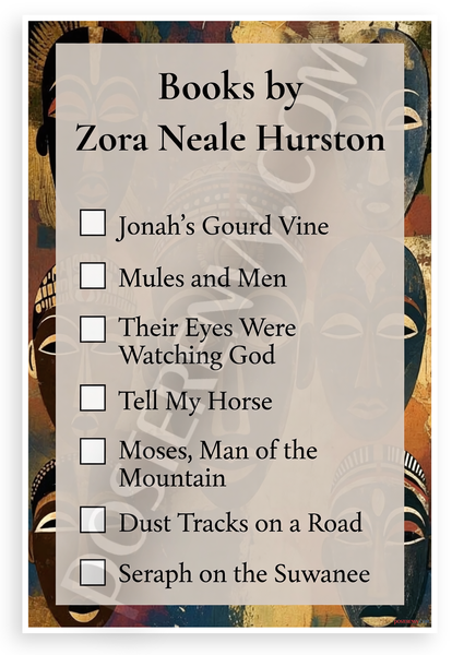 Zora Neale Hurston Books Checklist African American Literature 12"x18" US Made Poster