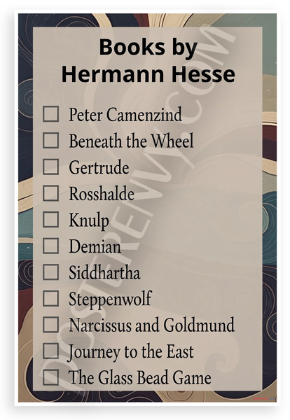 Hermann Hesse Books Checklist Educational 12"x18" US Made Poster