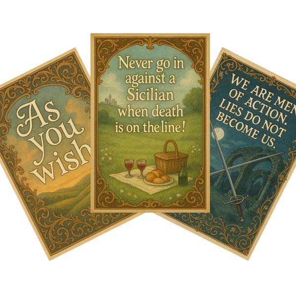 Princess Bride Movie Quote 3 Poster Set - As You Wish, We Are Men of Action, Never Go Against a Sicilian — 3 Prints 12x18 Inch US Made