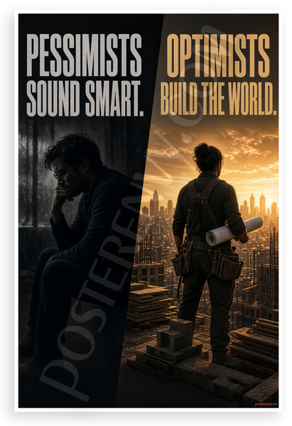 Optimists Build The World Motivational 12"x18" US Made Poster