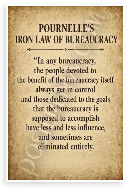 Pournelle's Iron Law of Bureaucracy Quote Motivational 12"x18" US Made Poster