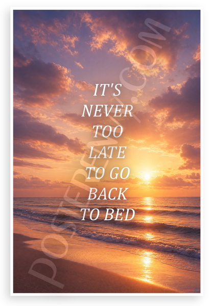 It's Never Too Late To Go Back To Bed Quote 12"x18" US Made Poster