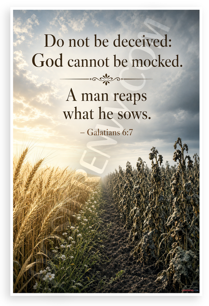 Galatians 6:7 'A Man Reaps What He Sows' Religious Inspirational 12"x18" US Made Poster