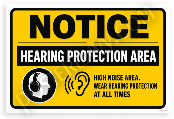 Hearing Protection Area Safety Sign 12x18 US Made Poster