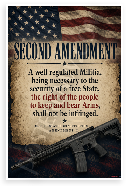 Second Amendment Text US Flag AR-15 Constitution 12x18 US Made Poster