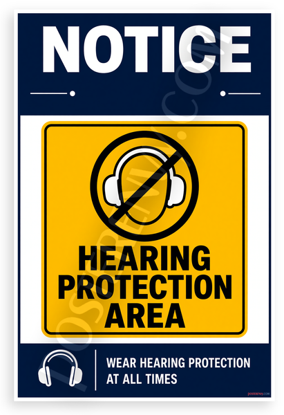 Notice Hearing Protection Area Safety Sign 12"x18" US Made Poster