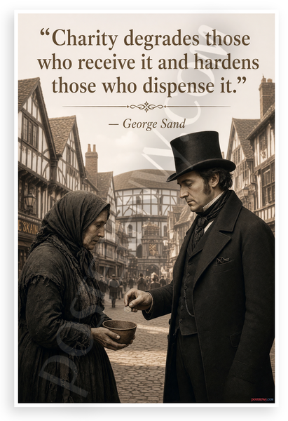 George Sand 'Charity Degrades Those Who Receive It' Historical Quote 12"x18" US Made Poster
