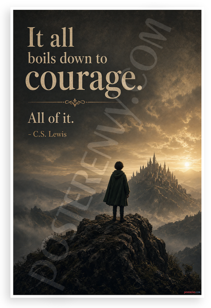C.S. Lewis "It All Boils Down to Courage" Inspirational 12"x18" US Made Poster
