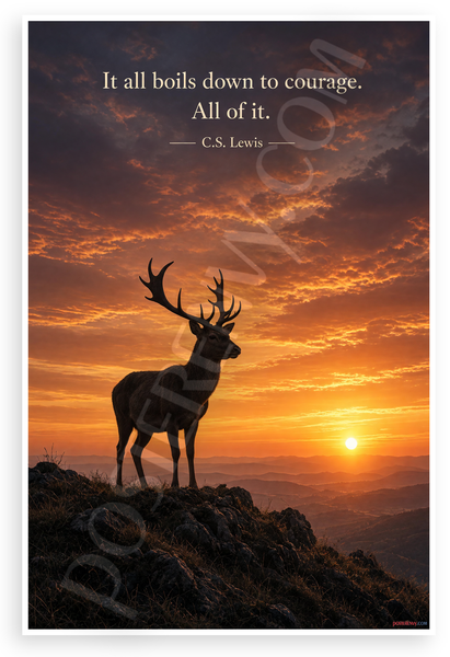 C.S. Lewis "It All Boils Down to Courage" Inspirational 12"x18" US Made Poster