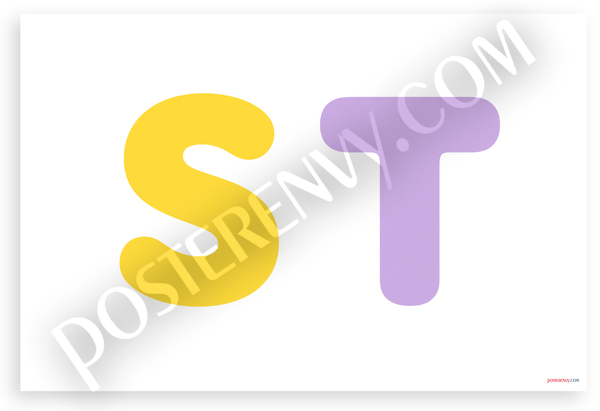 S T Alphabet Letters Classroom Wall Art 12x18 US Made Poster