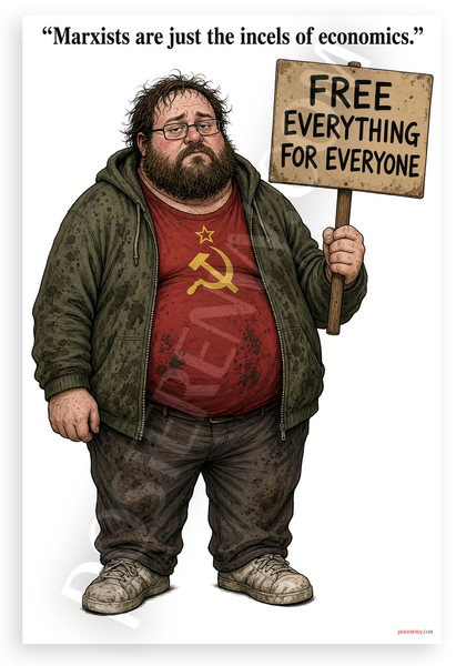 Marxists Are Just the Incels of Economics Political Cartoon 12"x18" US Made Poster