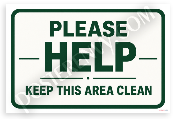 Please Help Keep This Area Clean Sign 12"x18" US Made Poster