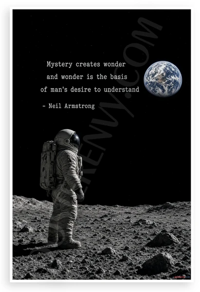 Neil Armstrong "Mystery Creates Wonder" Space Quote 12"x18" US Made Poster