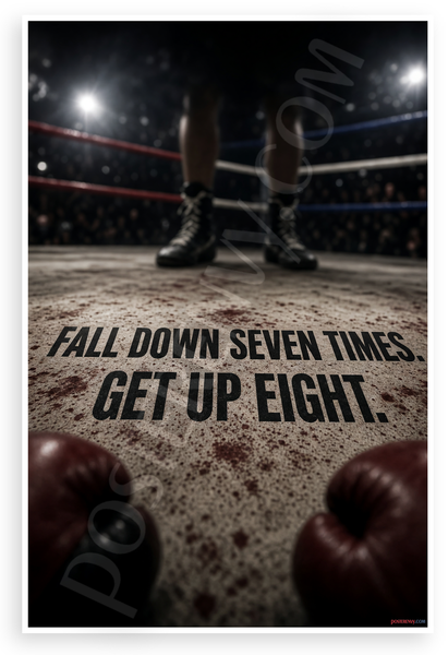 Fall Down Seven Times Get Up Eight Boxing Motivational 12"x18" US Made Poster