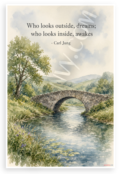 Carl Jung 'Who Looks Outside, Dreams' Inspirational Quote 12"x18" US Made Poster