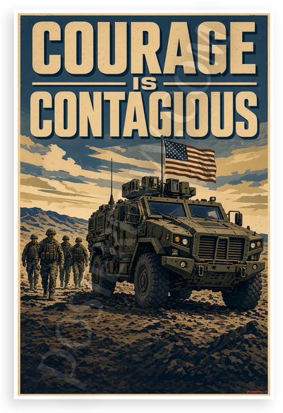 Courage Is Contagious Military Inspirational 12"x18" US Made Poster