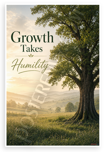 Growth Takes Humility Inspirational Tree Landscape 12"x18" US Made Poster
