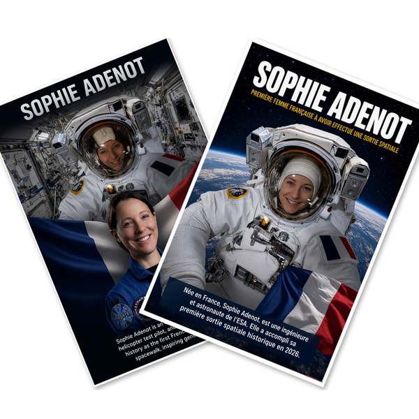 Sophie Adenot Astronaut Posters — 2 Poster Set — ESA French Spacewalk, Premiere Femme Francaise Astronaute — 12x18 Inch | Made in USA