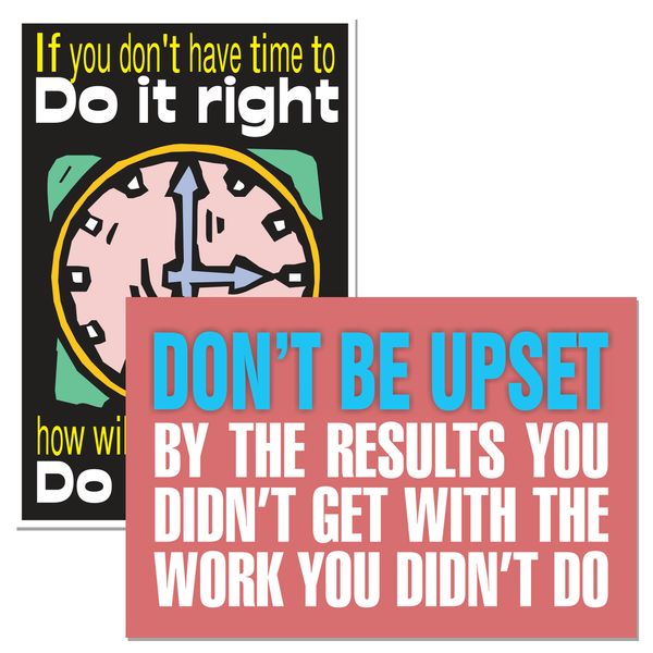 Motivational Quotes — 2 Poster Set — Time Management, Accountability — 12x18 Inch | Made in USA