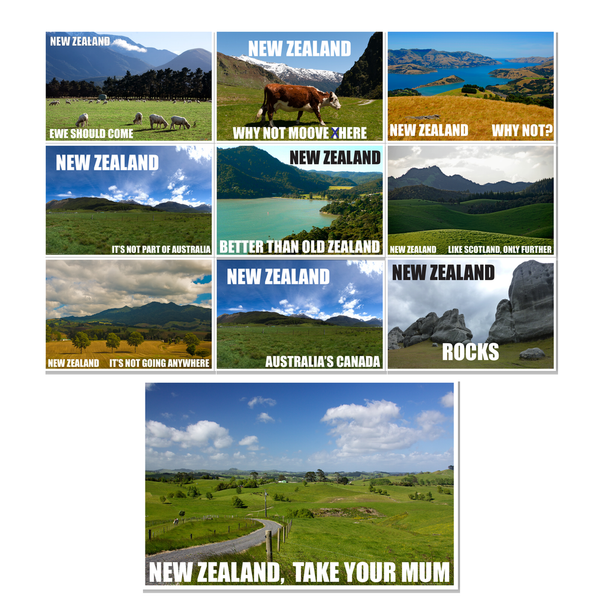 New Zealand Travel Posters — Flight of the Conchords — 10 Poster Set
