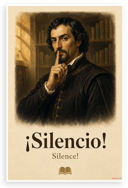 Spanish Hidalgo Reader ¡Silencio! Silence Library 12"x18" US Made Poster