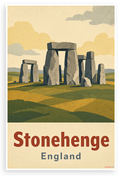 Stonehenge England Vintage Travel 12"x18" US Made Poster