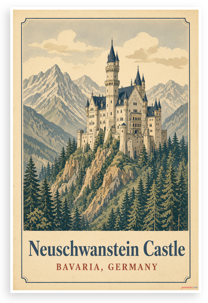 Neuschwanstein Castle Bavaria Germany Travel 12"x18" US Made Poster