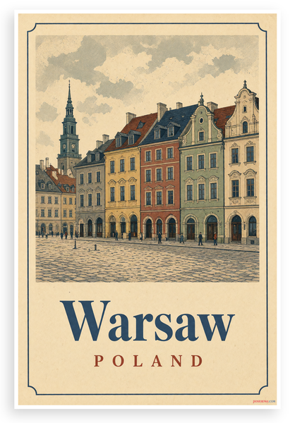 Warsaw Poland Vintage European Travel Poster 12"x18" US Made Poster