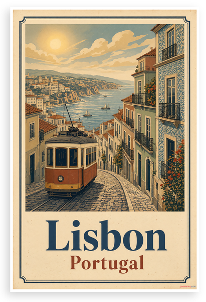Lisbon Portugal Vintage Travel Poster 12"x18" US Made Poster