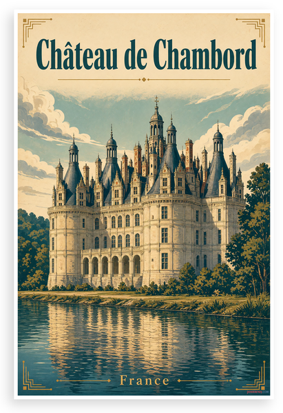 Château de Chambord Vintage Travel France 12"x18" US Made Poster