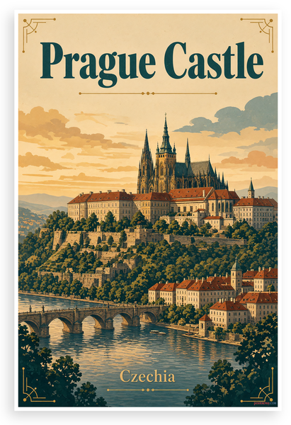 Prague Castle Czechia Vintage Travel 12"x18" US Made Poster