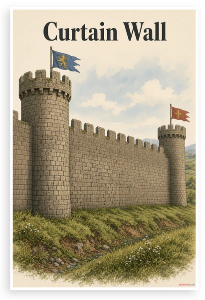 Curtain Wall Medieval Castle Architecture 12"x18" US Made Poster