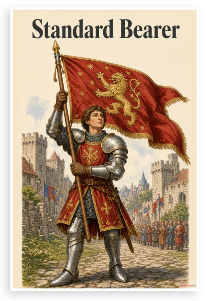Standard Bearer Medieval Knight Heraldic Banner 12"x18" US Made Poster