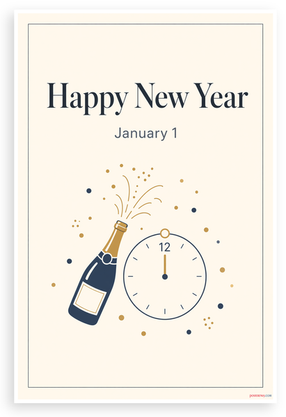 Happy New Year January 1 Celebration 12"x18" US Made Poster