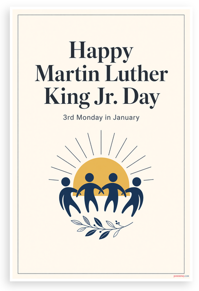Martin Luther King Jr. Day Happy 3rd Monday January 12"x18" US Made Poster
