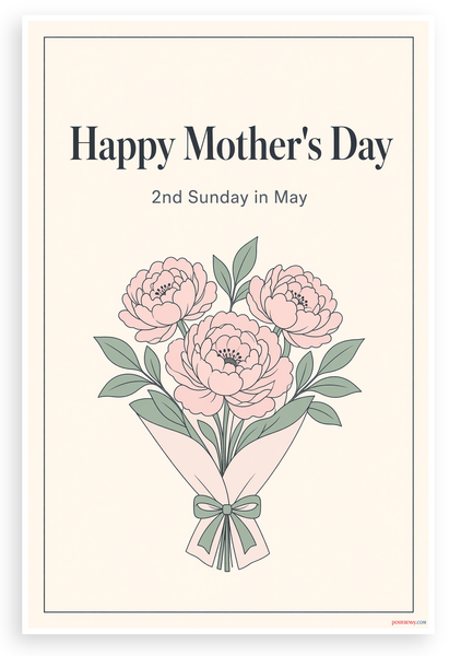 Happy Mother's Day 2nd Sunday in May Floral 12"x18" US Made Poster