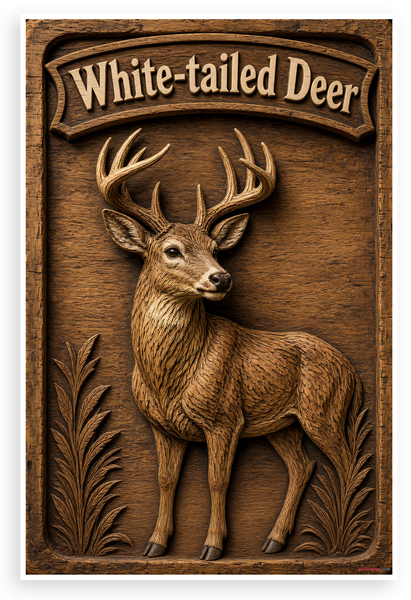 White-Tailed Deer Wildlife Nature 12"x18" US Made Poster