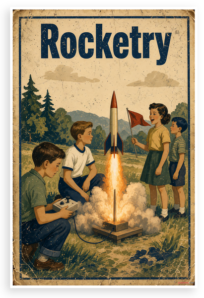 Rocketry Vintage Retro Kids Launching Model Rocket 12"x18" US Made Poster
